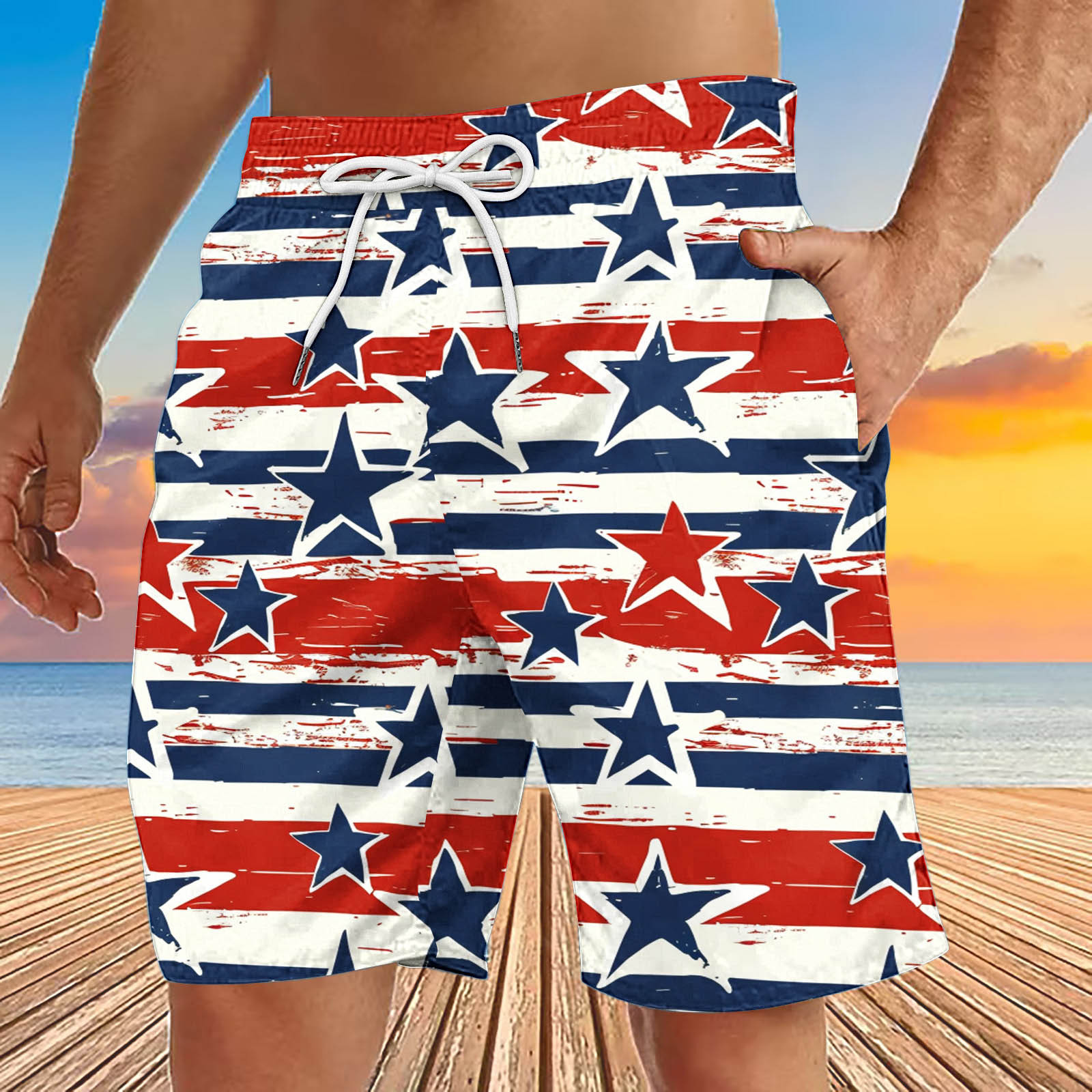 cllios Men's Swim Trunks July 4th Quick Dry Swimming Shorts Independence Day Bathing Suits American Flag Surfing Boardshorts Patriotic Beach Shorts for Summer Holiday Today's Deals
